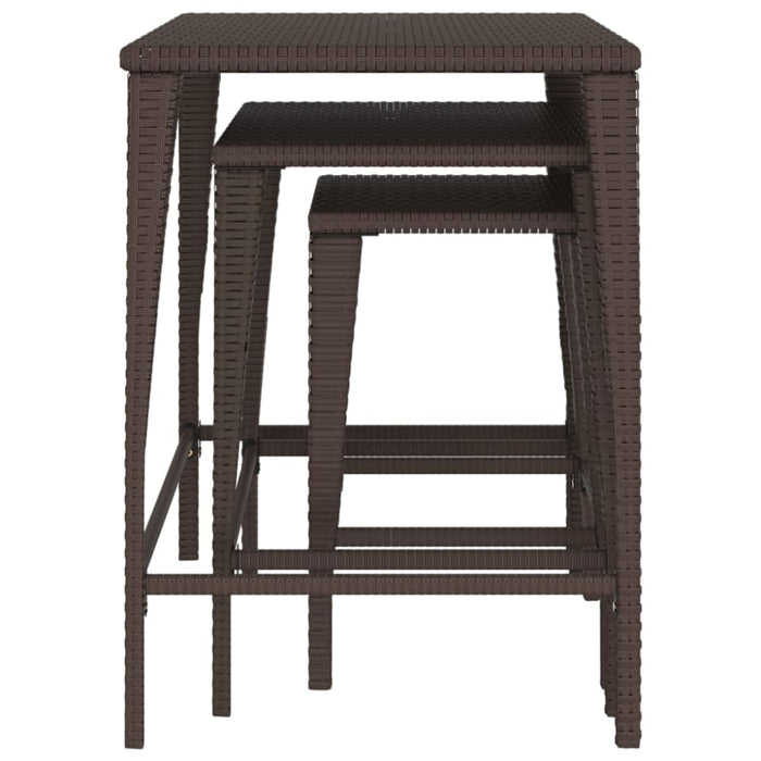 Nesting Tables 3 Pcs Brown Poly Rattan Toktnp