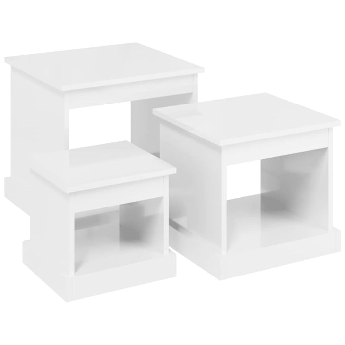 Nesting Tables 3 Pcs High Gloss White Engineered Wood Nolakb