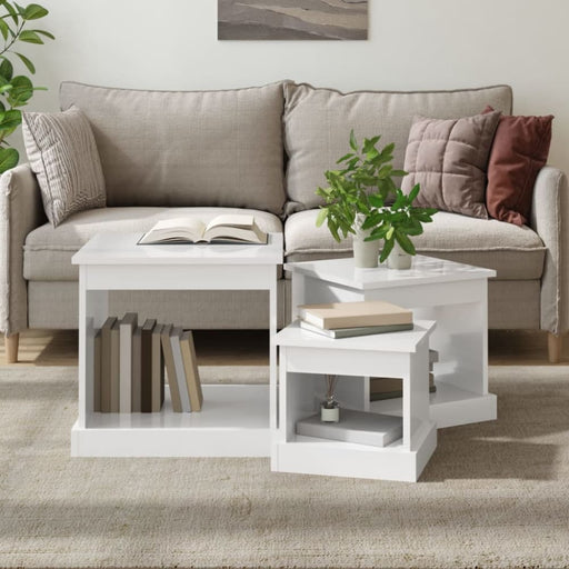 Nesting Tables 3 Pcs High Gloss White Engineered Wood Nolakb