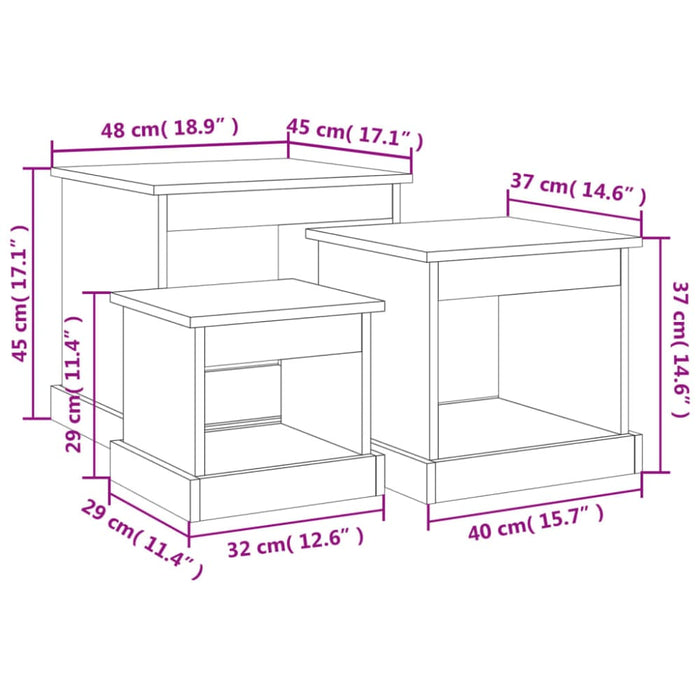 Nesting Tables 3 Pcs High Gloss White Engineered Wood Nolakb