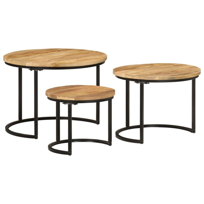 Nesting Tables 3 Pcs Solid Rough Wood Mango Tptkbo