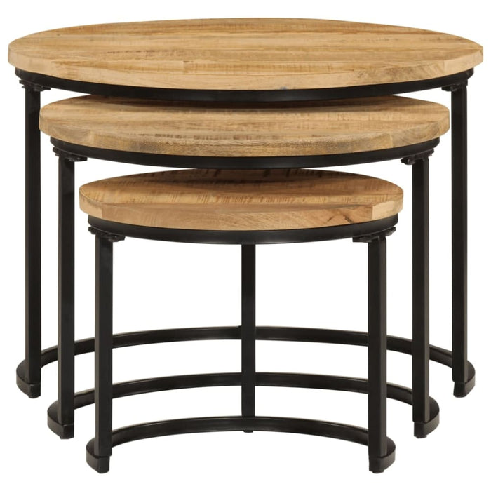 Nesting Tables 3 Pcs Solid Rough Wood Mango Tptkbo