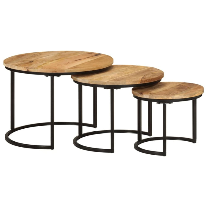 Nesting Tables 3 Pcs Solid Rough Wood Mango Tptkbo
