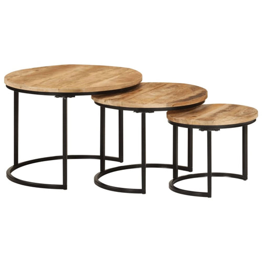 Nesting Tables 3 Pcs Solid Rough Wood Mango Tptkbo