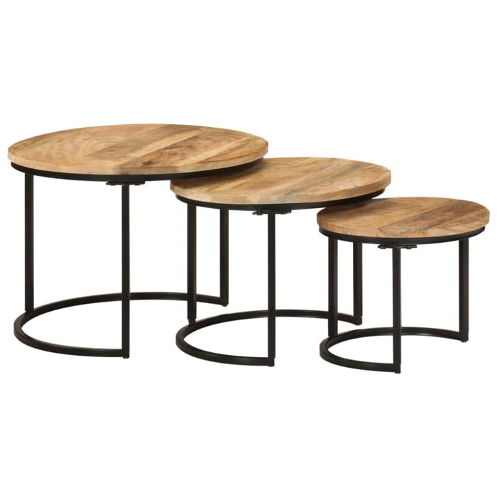 Nesting Tables 3 Pcs Solid Rough Wood Mango Tptkbo