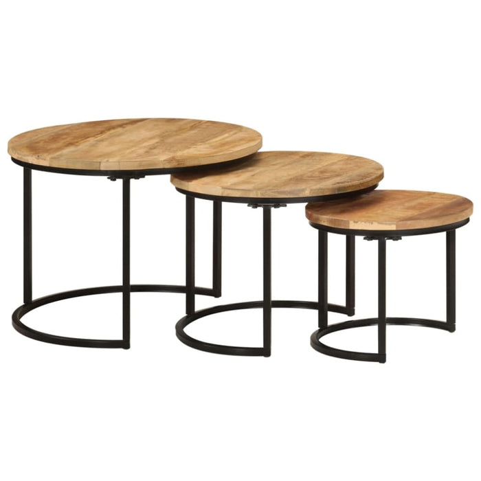 Nesting Tables 3 Pcs Solid Rough Wood Mango Tptkbo