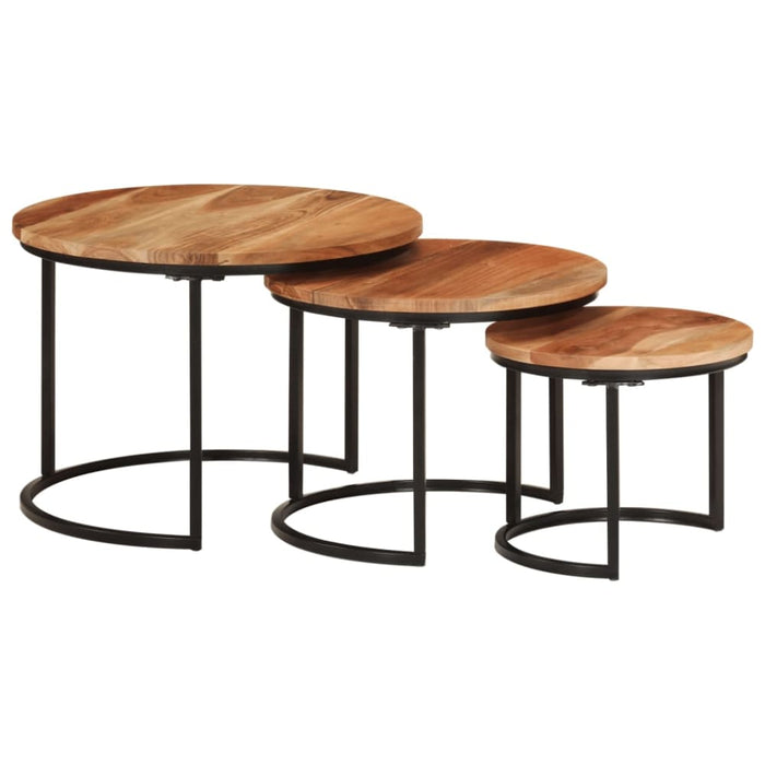 Nesting Tables 3 Pcs Solid Wood Acacia Tptkbb