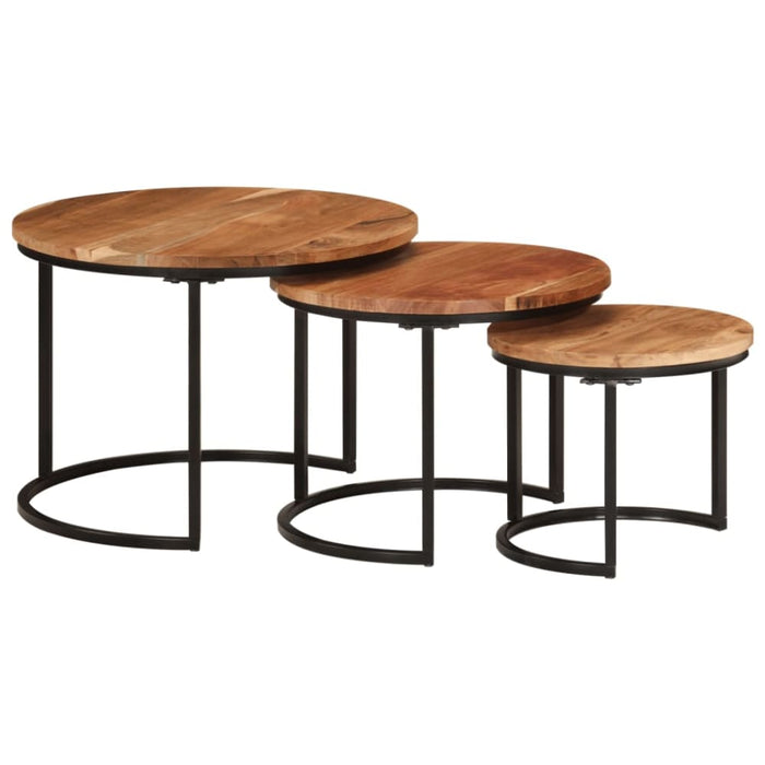 Nesting Tables 3 Pcs Solid Wood Acacia Tptkbb