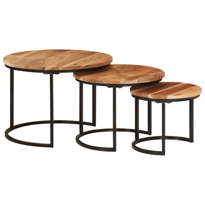 Nesting Tables 3 Pcs Solid Wood Acacia Tptkbb