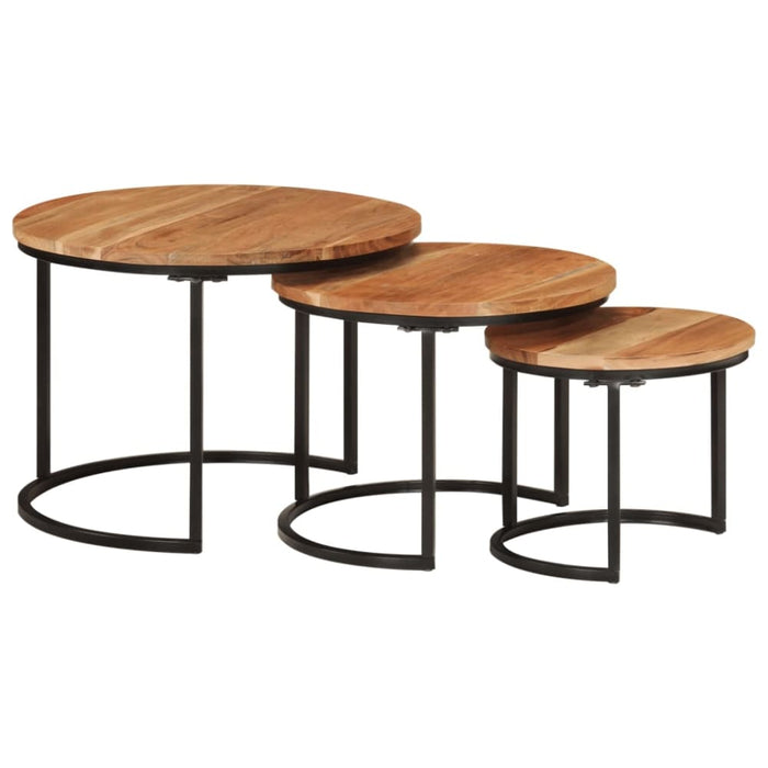 Nesting Tables 3 Pcs Solid Wood Acacia Tptkbb