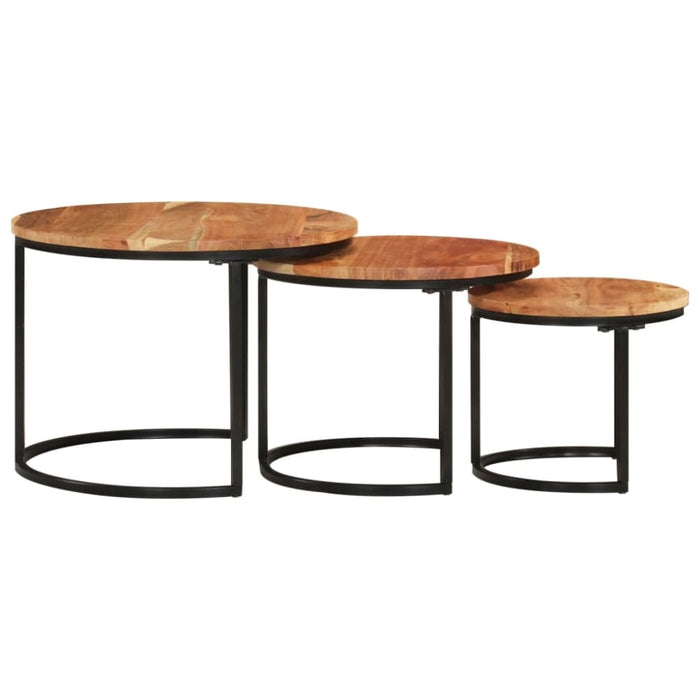Nesting Tables 3 Pcs Solid Wood Acacia Tptkbb