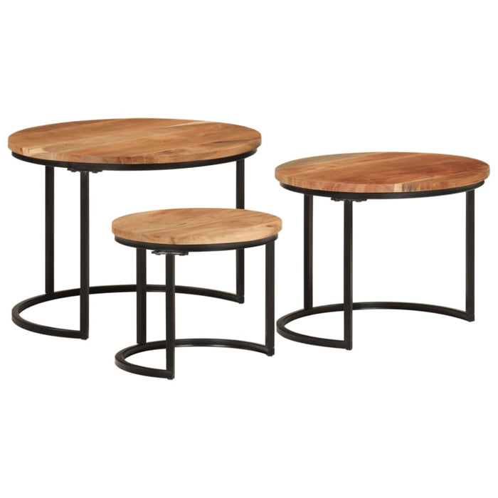 Nesting Tables 3 Pcs Solid Wood Acacia Tptkbb