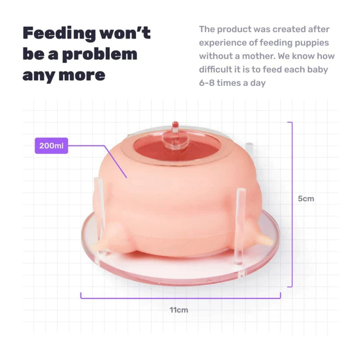 Newborn Pet Milk Feeder 4 Nipples 200ml Capacity