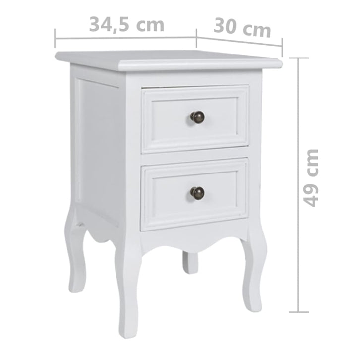 Nightstands 4 Pcs with 2 Drawers Mdf White Xilbtk