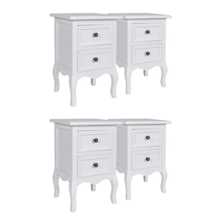 Nightstands 4 Pcs with 2 Drawers Mdf White Xilbtk