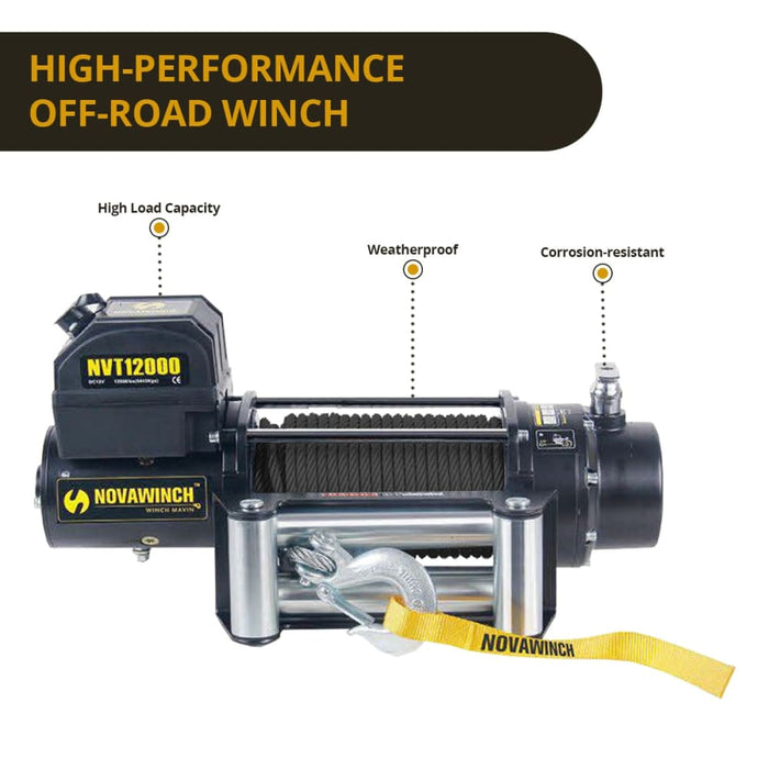 Novawinch 12000lbs 12v Electric Winch Synthetic Rope
