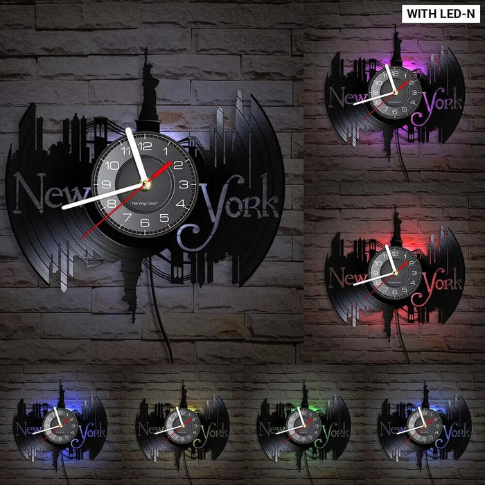 Nyc Skyline Vinyl Record Wall Clock