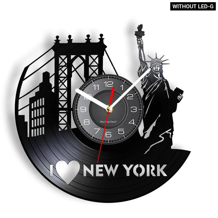 Nyc Skyline Vinyl Record Wall Clock