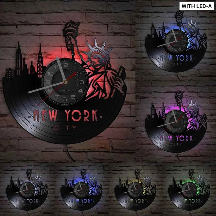 Nyc Skyline Vinyl Record Wall Clock