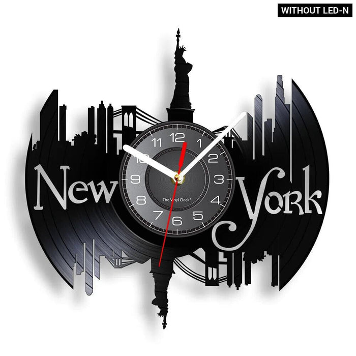 Nyc Skyline Vinyl Record Wall Clock