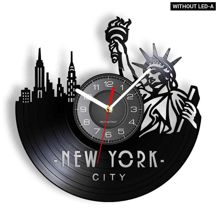 Nyc Skyline Vinyl Record Wall Clock
