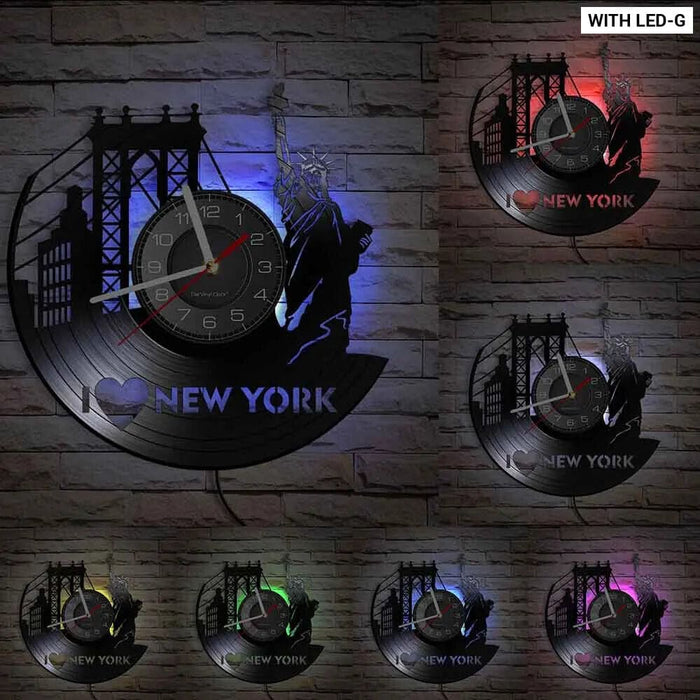 Nyc Skyline Vinyl Record Wall Clock