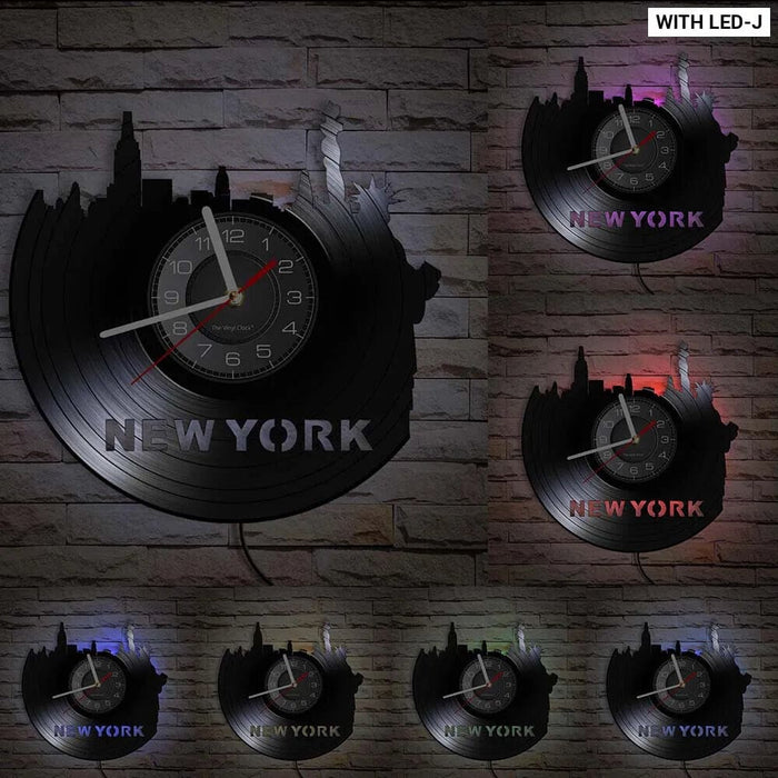 Nyc Skyline Vinyl Record Wall Clock