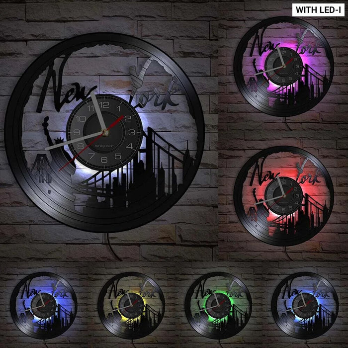 Nyc Skyline Vinyl Record Wall Clock