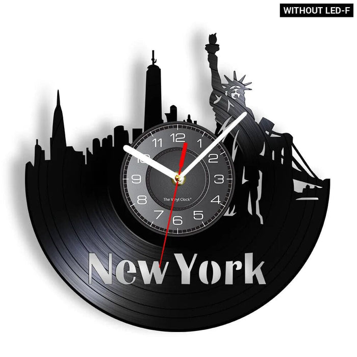 Nyc Skyline Vinyl Record Wall Clock