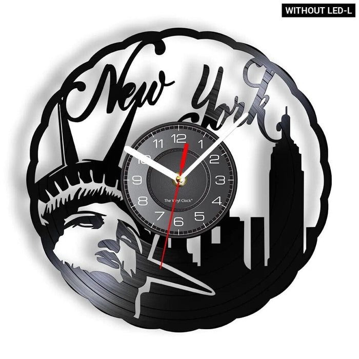 Nyc Skyline Vinyl Record Wall Clock