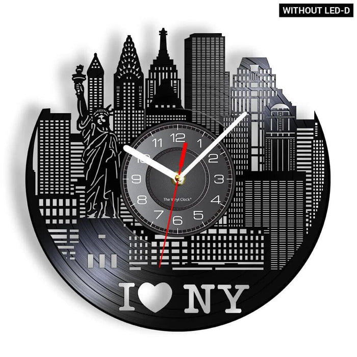 Nyc Skyline Vinyl Record Wall Clock