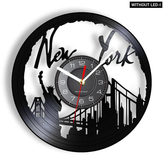 Nyc Skyline Vinyl Record Wall Clock