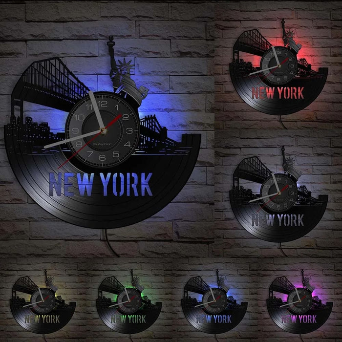 Nyc Skyline Vinyl Record Wall Clock