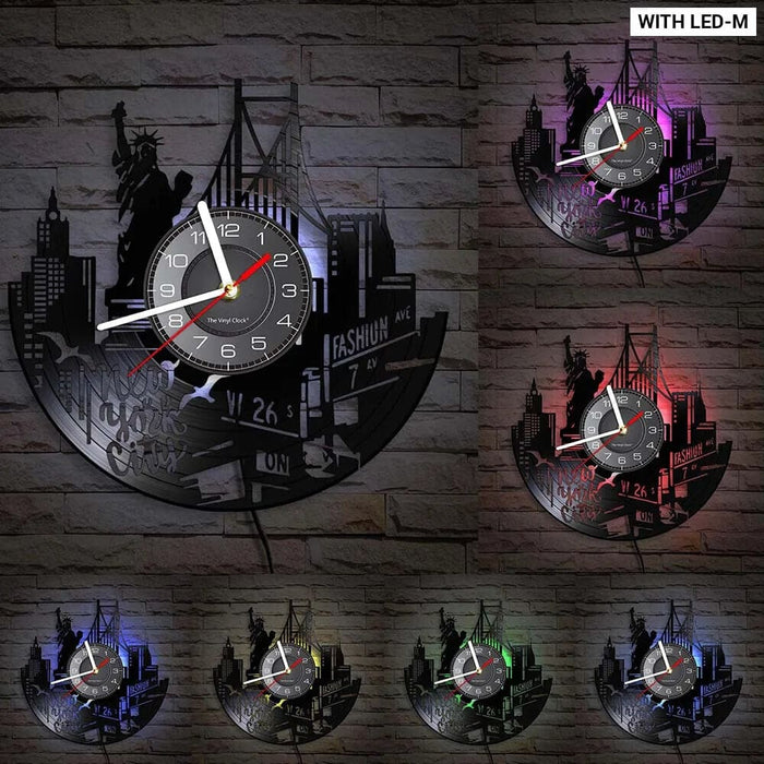 Nyc Skyline Vinyl Record Wall Clock