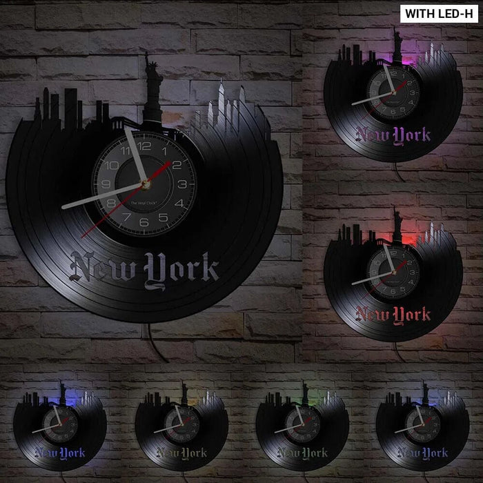 Nyc Skyline Vinyl Record Wall Clock