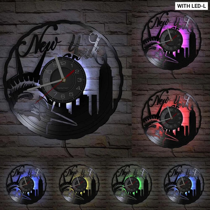 Nyc Skyline Vinyl Record Wall Clock