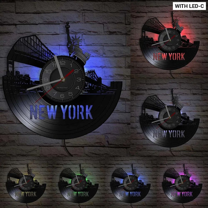 Nyc Skyline Vinyl Record Wall Clock