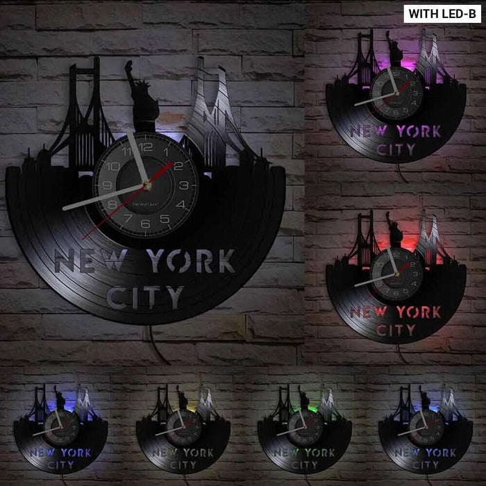 Nyc Skyline Vinyl Record Wall Clock