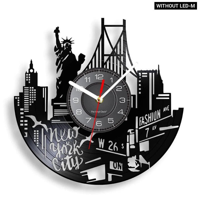 Nyc Skyline Vinyl Record Wall Clock