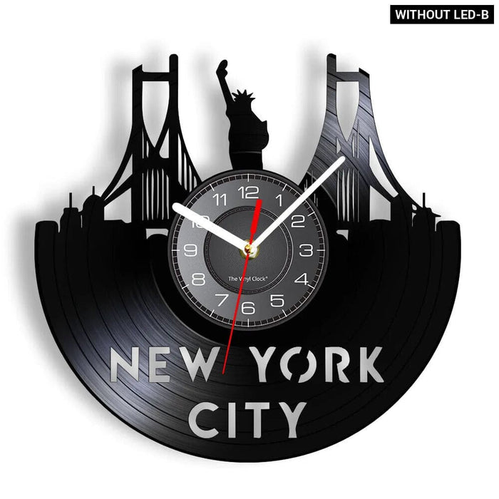 Nyc Skyline Vinyl Record Wall Clock