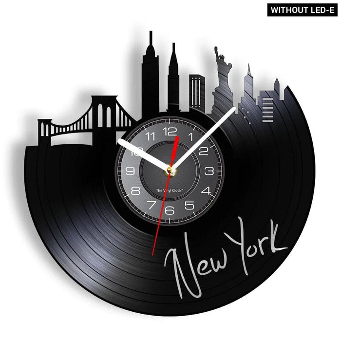 Nyc Skyline Vinyl Record Wall Clock