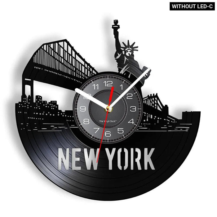 Nyc Skyline Vinyl Record Wall Clock