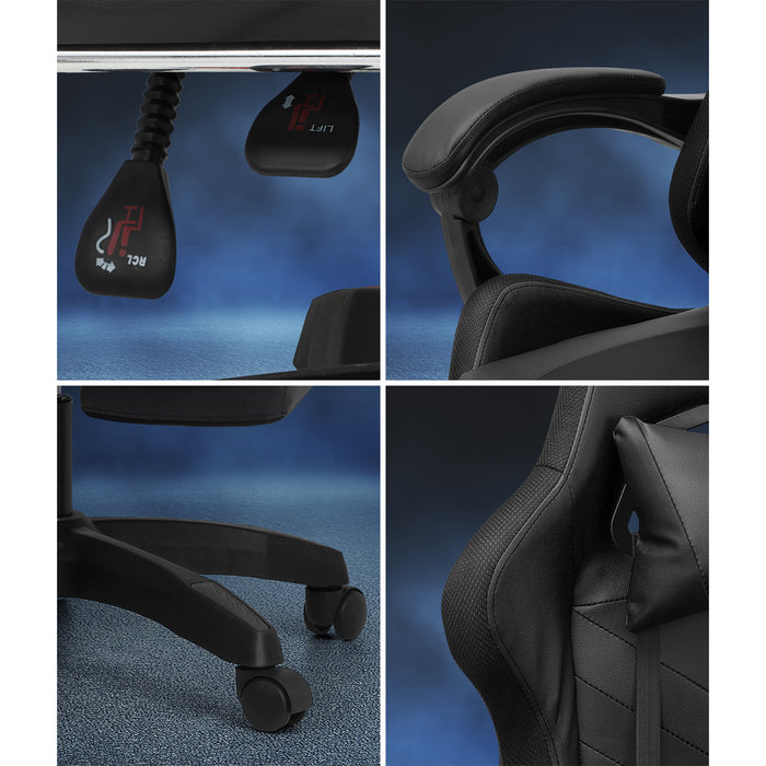 Gaming Chair 7 Rgb Led 8 Points Massage Racing Recliner Office Computer