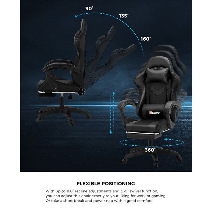 Gaming Chair 7 Rgb Led 8 Points Massage Racing Recliner Office Computer
