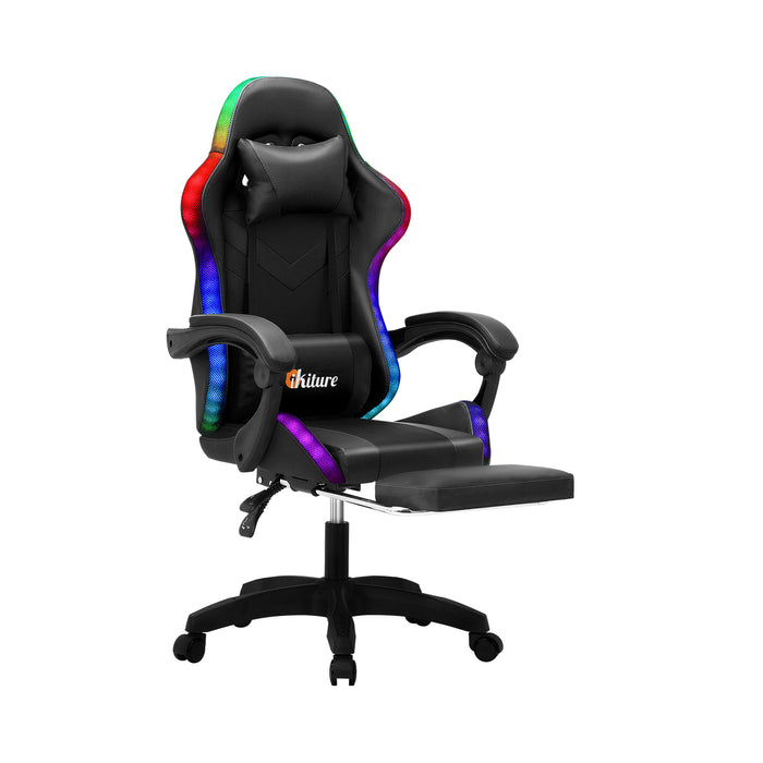 Gaming Chair 7 Rgb Led 8 Points Massage Racing Recliner Office Computer