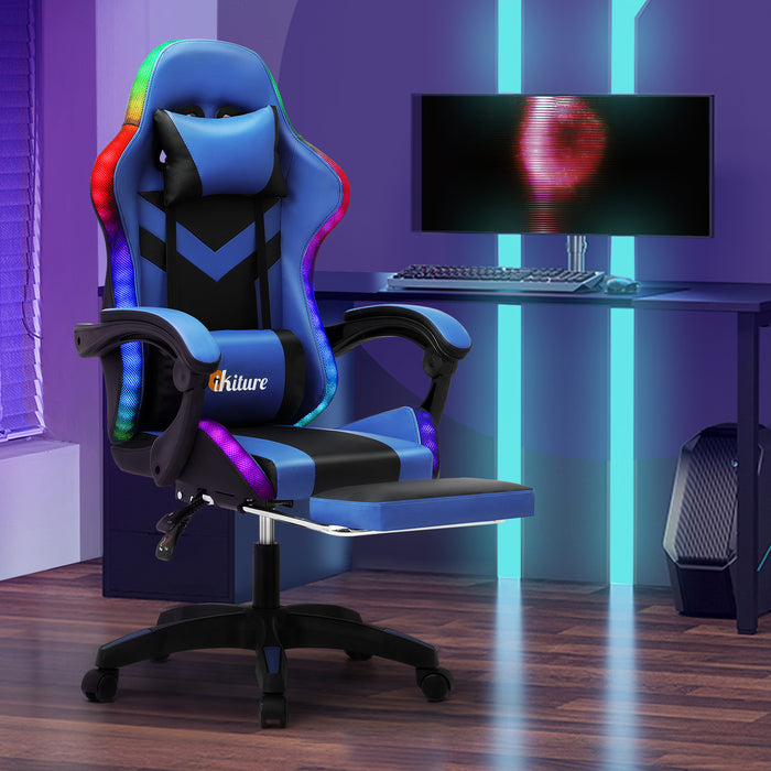 Gaming Chair 7 Rgb Led 8 Points Massage Racing Recliner Office Computer