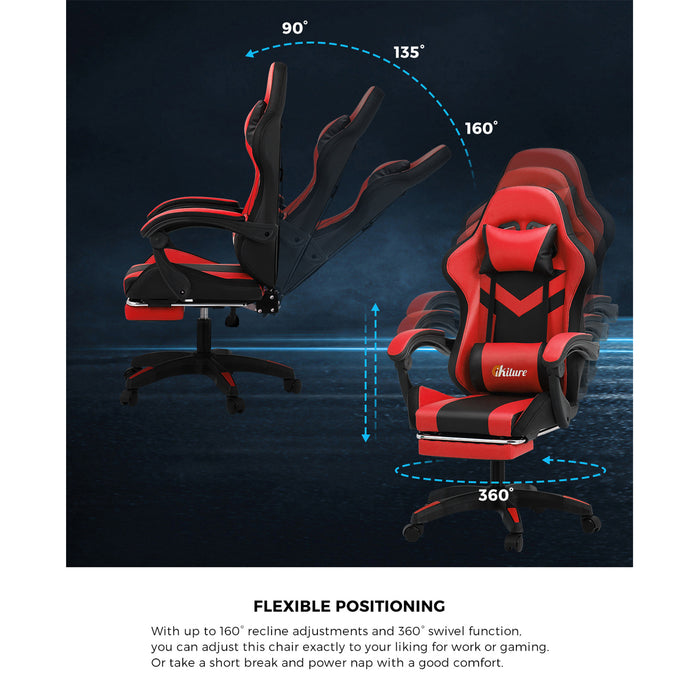 Gaming Chair 7 Rgb Led 8 Points Massage Racing Recliner Office Computer