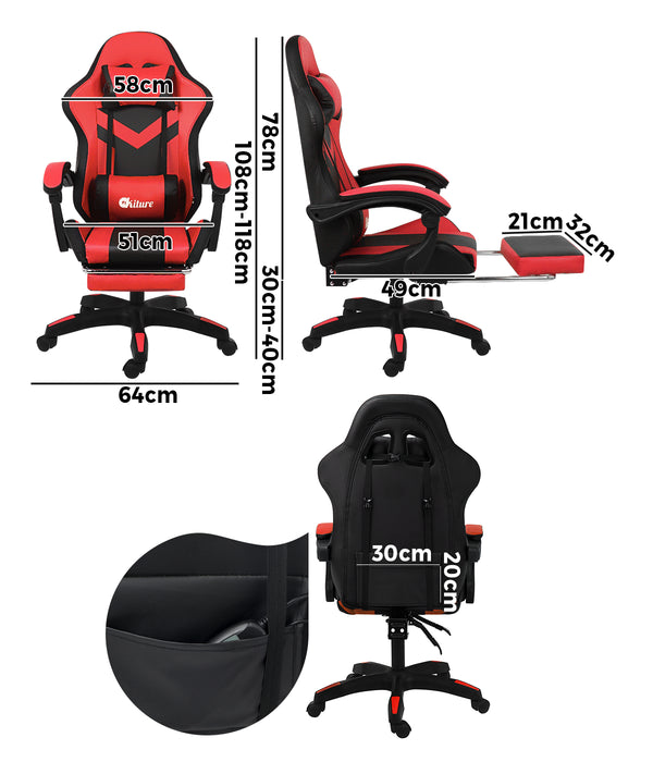 Gaming Chair 7 Rgb Led 8 Points Massage Racing Recliner Office Computer