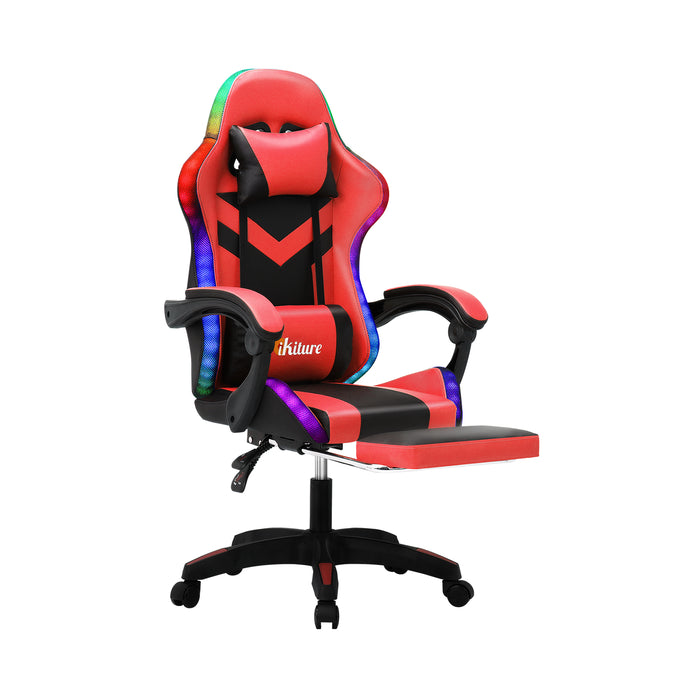 Gaming Chair 7 Rgb Led 8 Points Massage Racing Recliner Office Computer