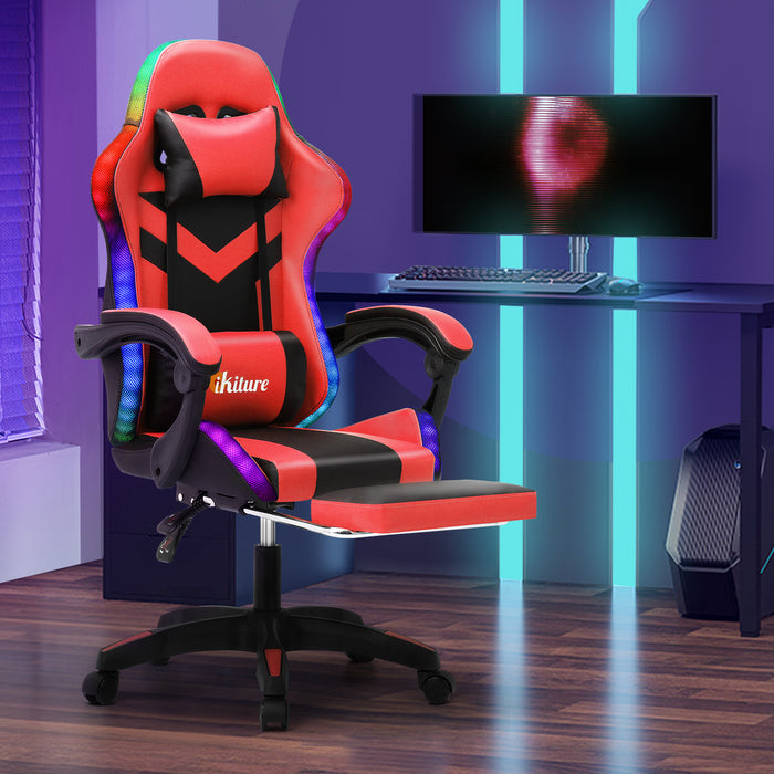 Gaming Chair 7 Rgb Led 8 Points Massage Racing Recliner Office Computer